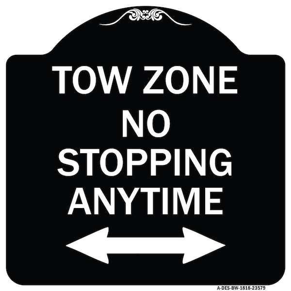 Signmission No Stopping Anytime W/ Bi-Directional Arrow Heavy-Gauge Aluminum Sign, 18" x 18", BW-1818-23579 A-DES-BW-1818-23579 - main